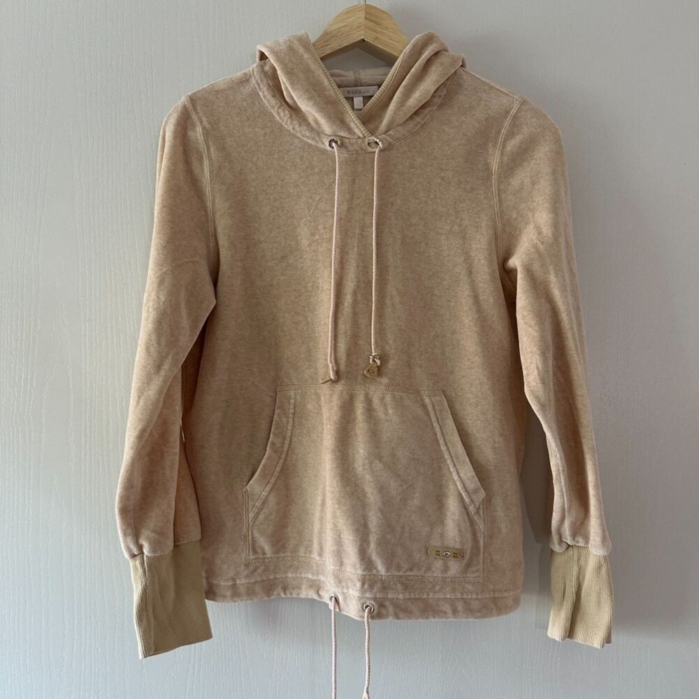 Escada Womens Velour Pullover Cotton Blend Knit Sweater Hoodie Sz 34 Small